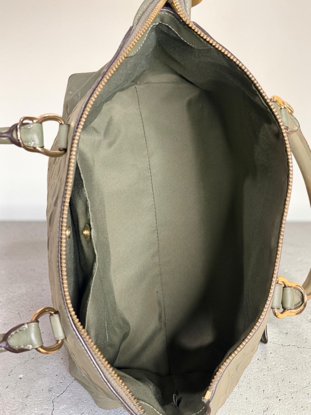 Coach Military Green Gold Emma Satchel Signature Leather Style F76639 - Picture 8 of 12